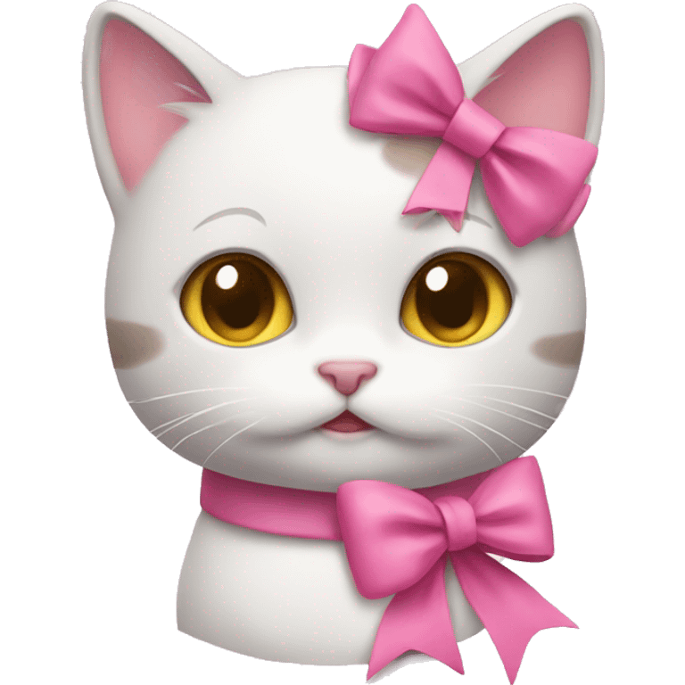 cute kitty with a pink bow emoji