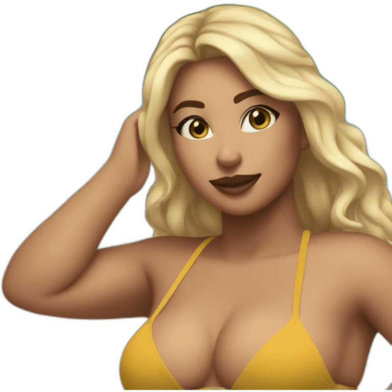 Slim-thicc Caucasian woman small bikini pose (beach body) emoji