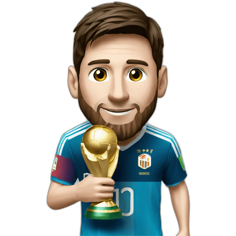 Lionel Messi with World Cup trophy emoji