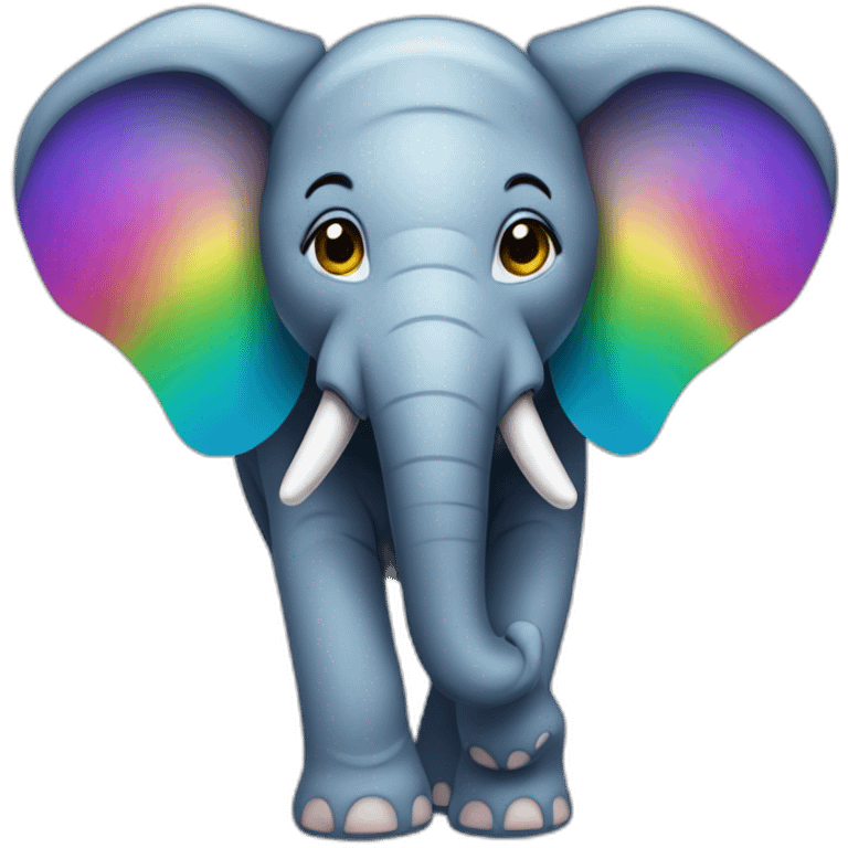  éléphant with big ears rainbow colored emoji