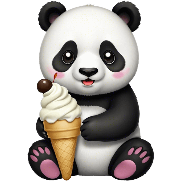 Panda eating ice cream emoji