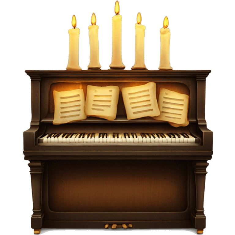 vintage piano with melted candles on top emoji