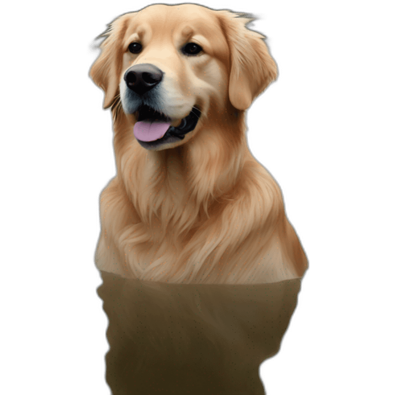 Golden retriever in a lake emoji