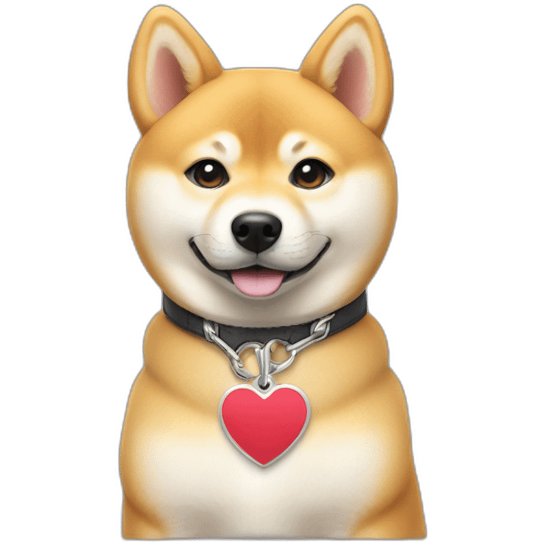 blonde shiba inu with a silver heart-shaped tag on its collar emoji