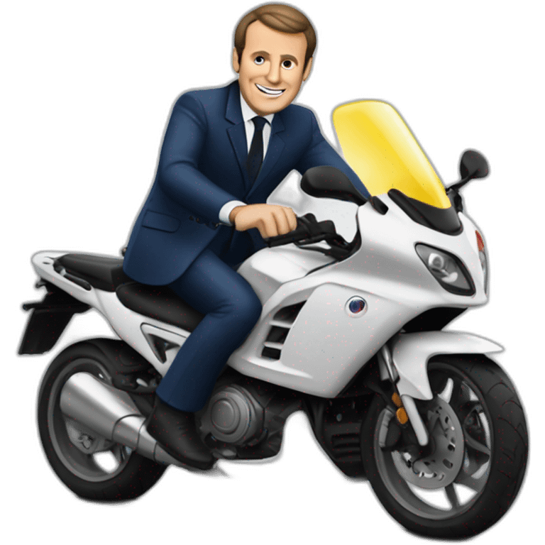 Macron sur une moto emoji