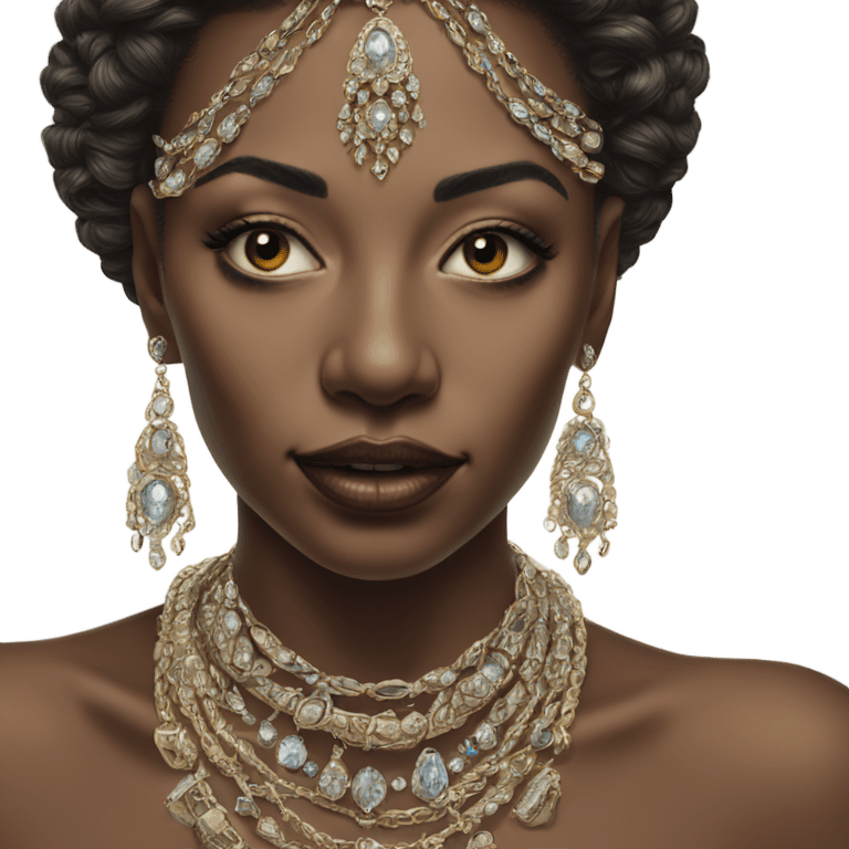 Hyper Realistic lady portrait wearing beautiful jewelry emoji