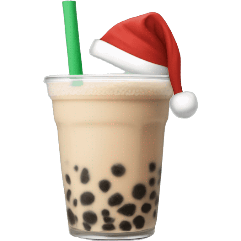 Boba tea with a santa hat emoji