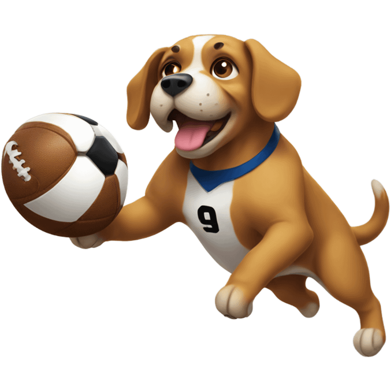 Dog playing football emoji