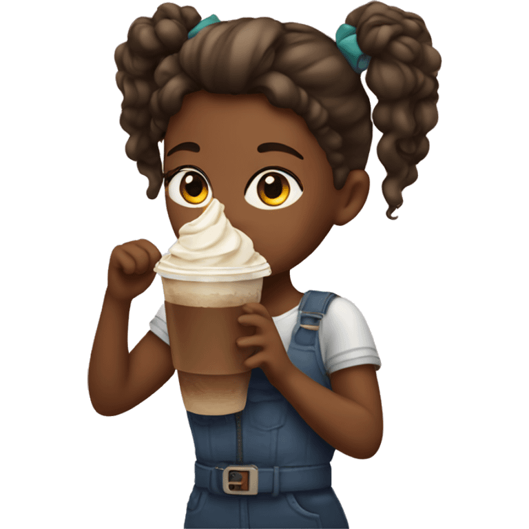 Girl drinking a frappe emoji