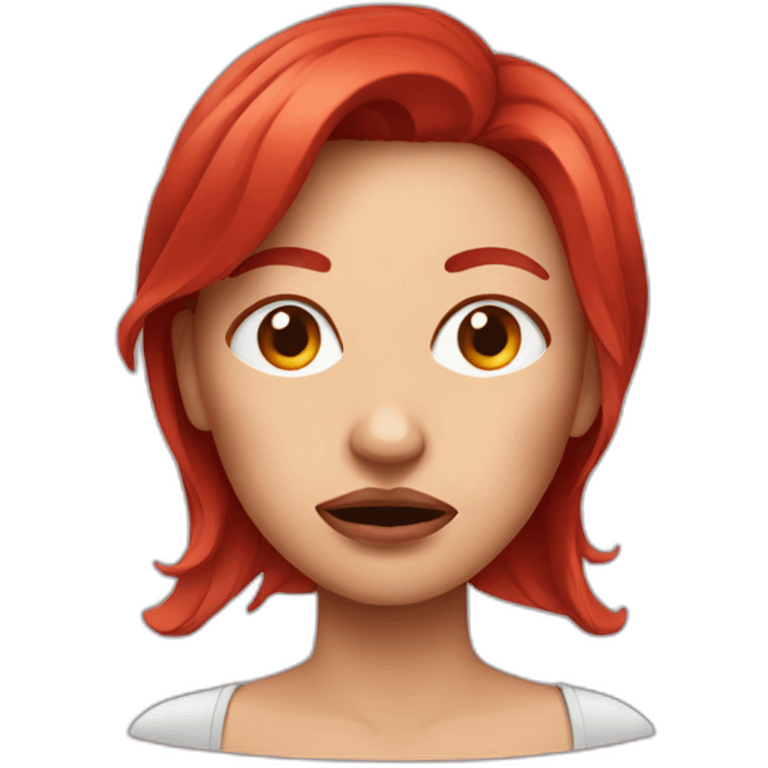 vegan woman red hair disgusted meat emoji