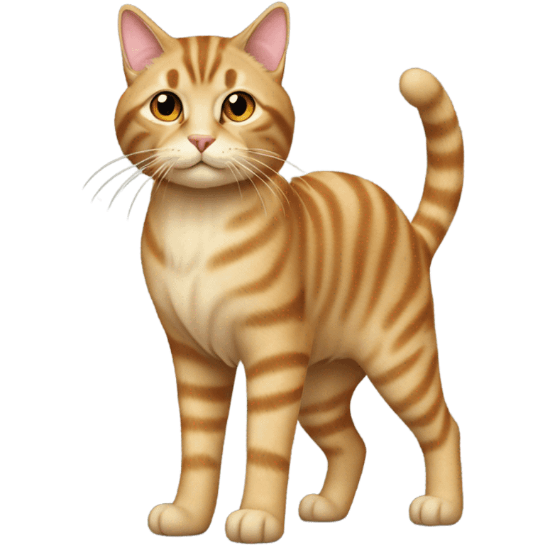 Beige long hair tabby cat full body emoji