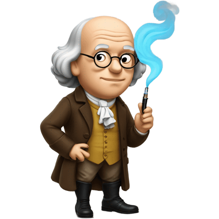 Benjamin Franklin smoking a vape emoji