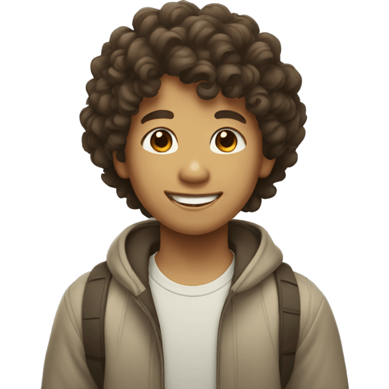 Filipino boy with curly hair smiling emoji