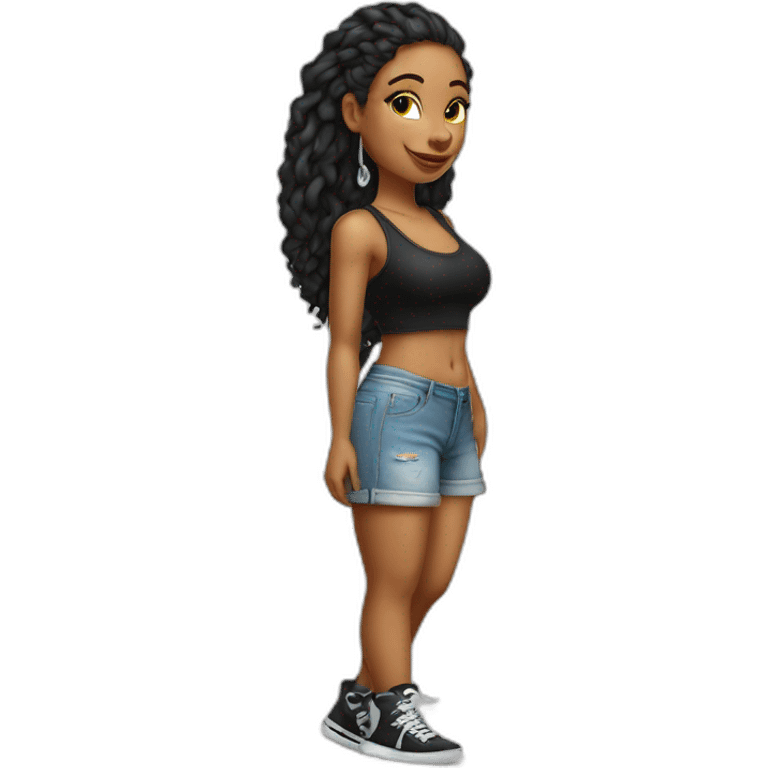 Curvy white hip hop girl full length emoji