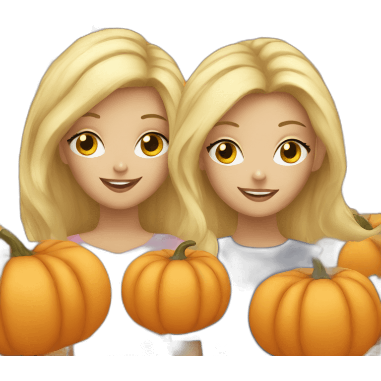 two blondes with two pumpkins emoji