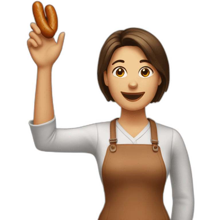 Woman waving a sausage emoji