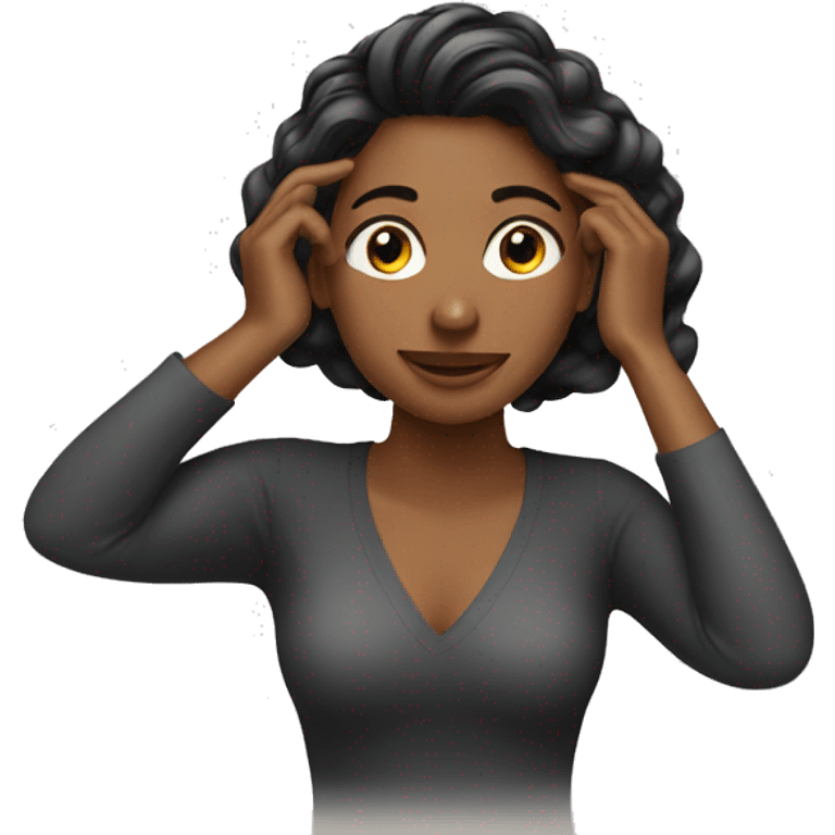 a woman doing her hair emoji