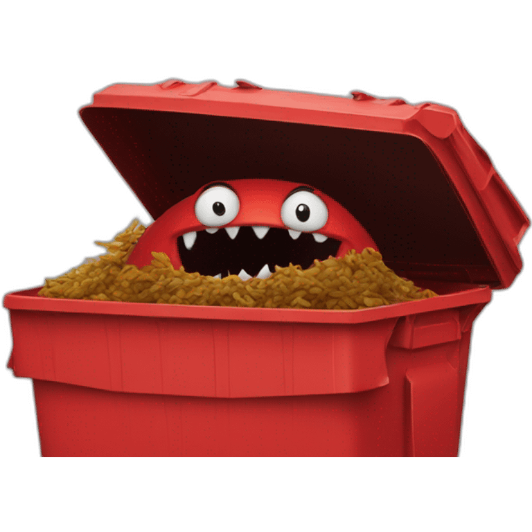 red bin monster emoji