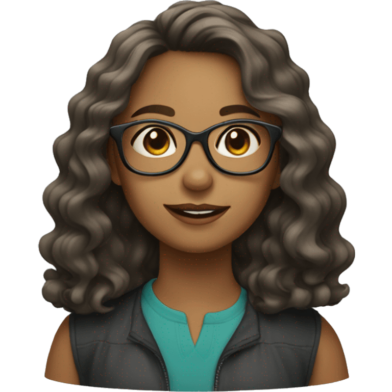 Girl with medium length wavy hair and glasses emoji