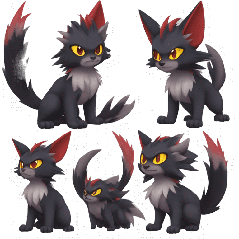  Kawaii Edgy Cool Beautiful Nargacuga-Noivern-Torracat-Litten-Zorua-Zoroark full body emoji