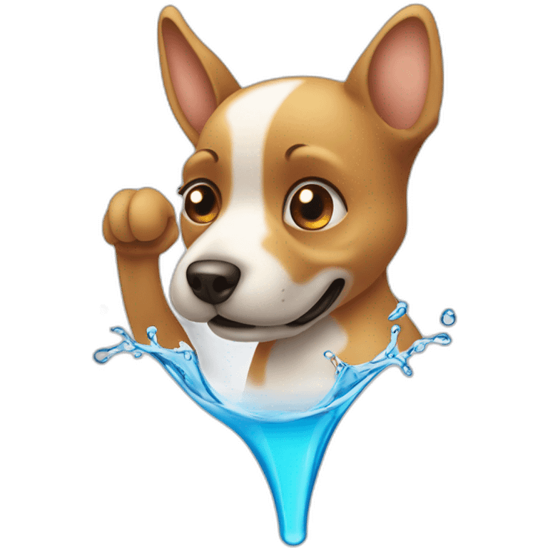 One dog ear isolated with lotion bottle dropping a water drop emoji