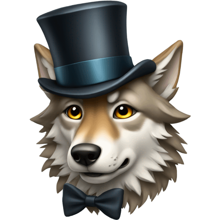 Wolf with top hat emoji