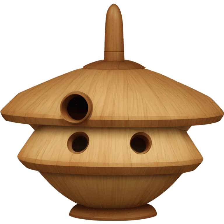 Wooden ufo spaceship birdhouse oblong cigar-shaped  emoji