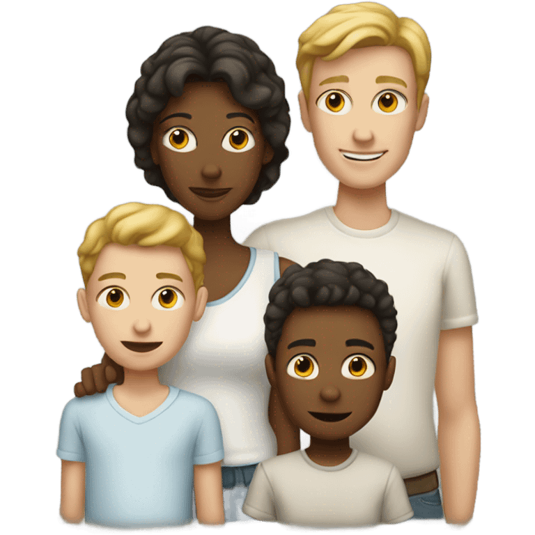 white mom with 3 white children (a teen boy and two small boys) emoji