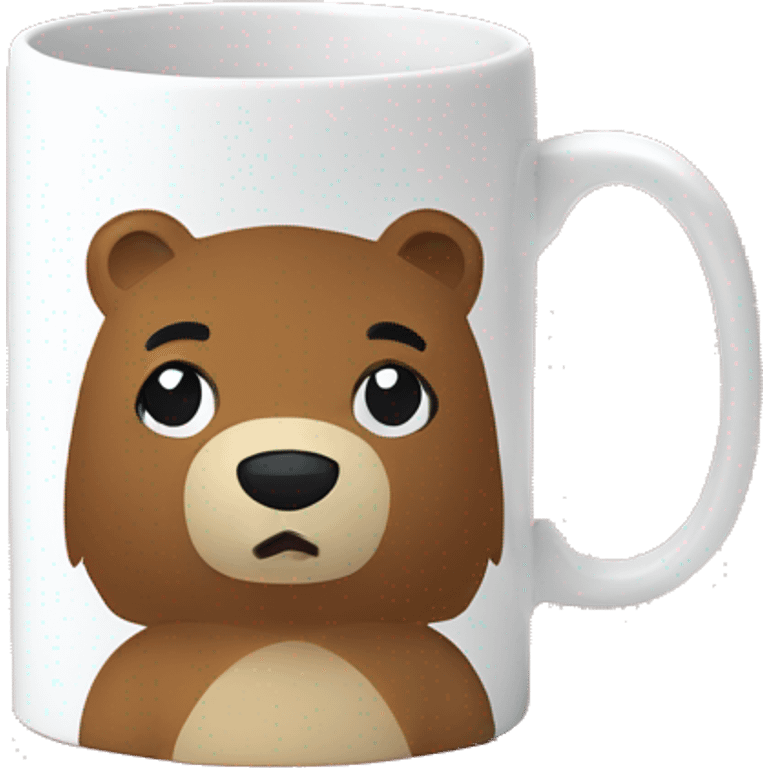 White mug with bear print emoji