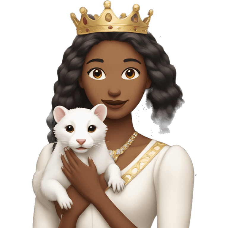 Queen holding a pet white ferret emoji