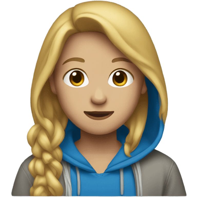 A blonde/brown hair, light skin and a blue hoodie emoji