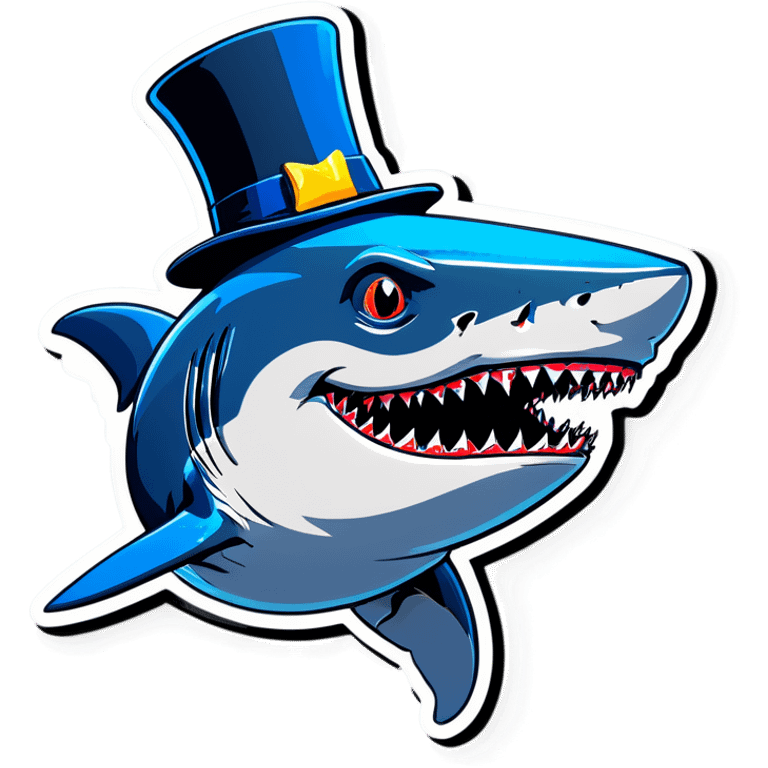 Shark with a top hat emoji