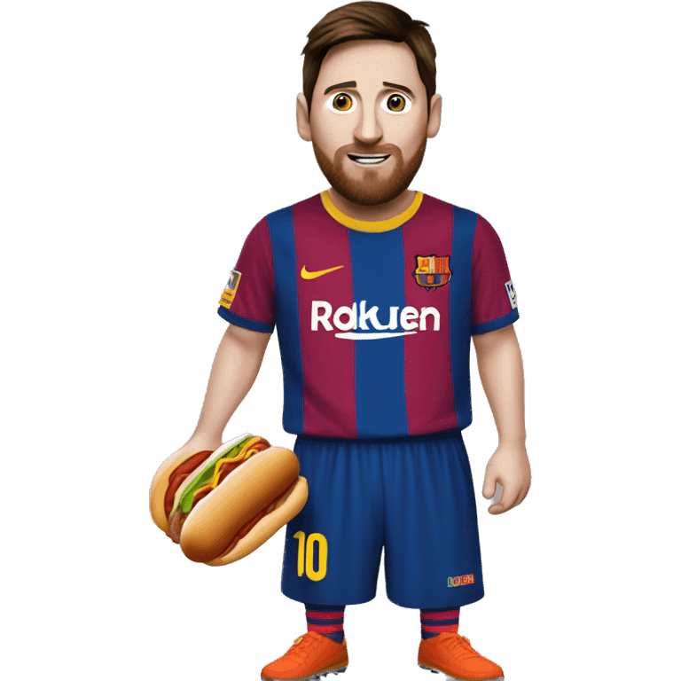 Messi with hotdog emoji