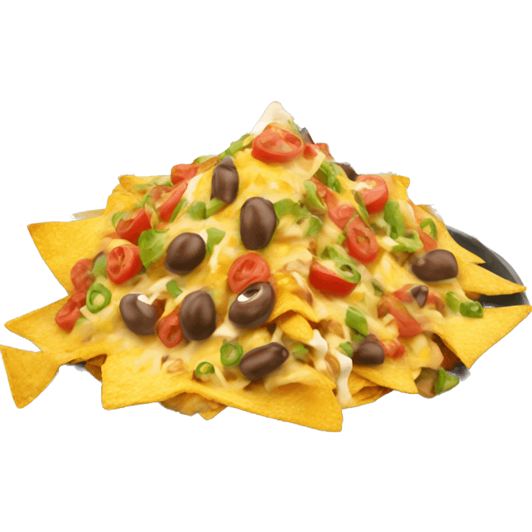 Fully loaded nachos on a white background. emoji