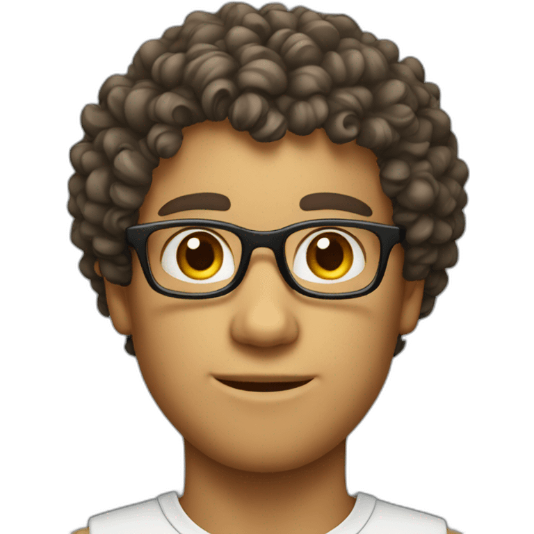 Curly hair male nerd emoji