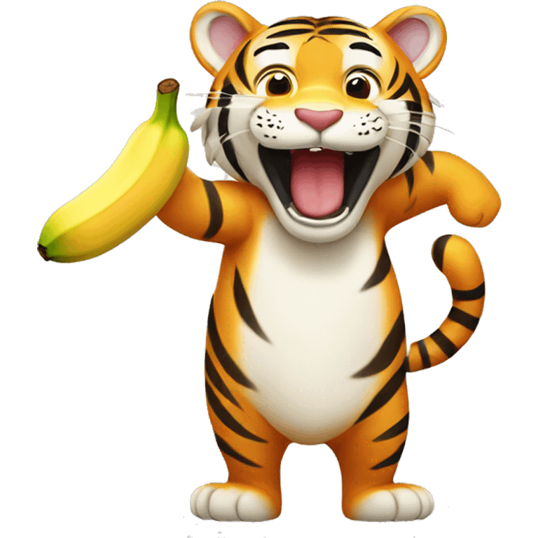 Happy Tiger eating the banana emoji