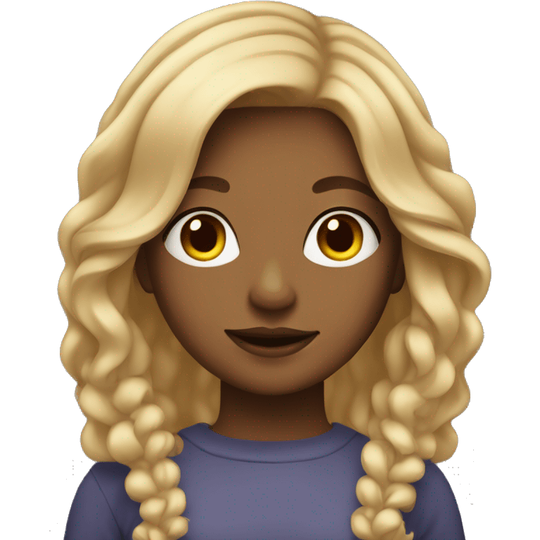 A girl with blonde front strands and light brown hair color emoji