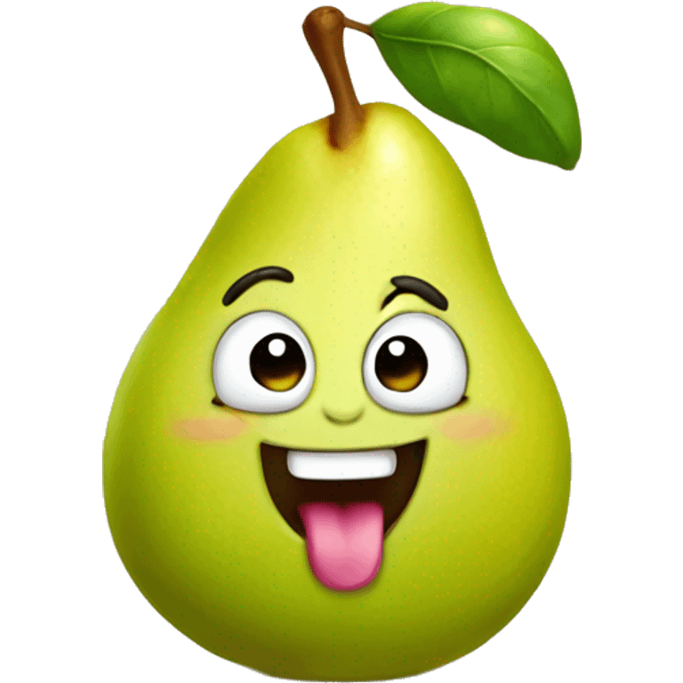 Cute happy pear with tongue emoji