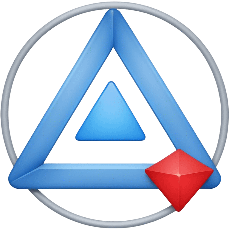 Red triangle on left, gray circular on center and blue square on right. emoji