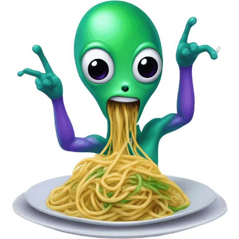 Alien eating spaghetti emoji