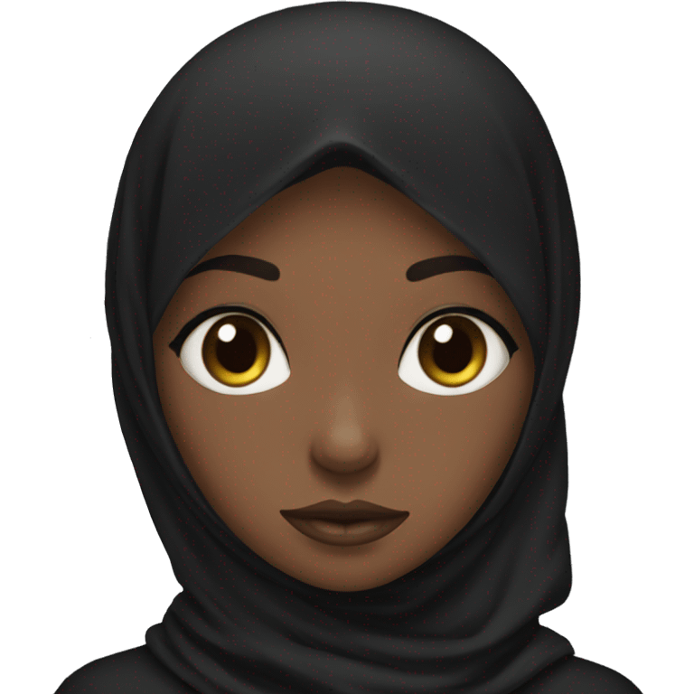 Black hijab girl with a black hijab is sad emoji