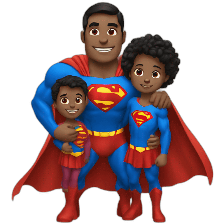 superman with two kids emoji