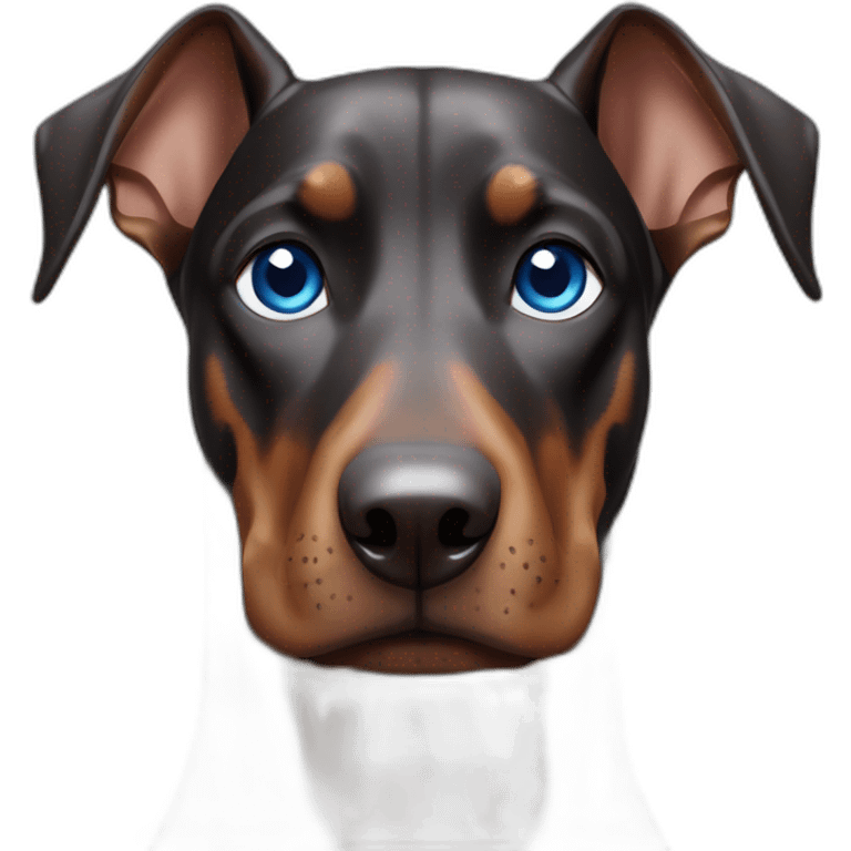 Doberman with blue eyes qui fait un clin d’oeil emoji