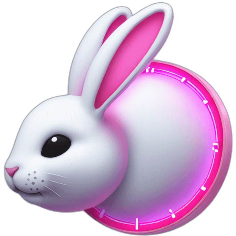 neon rabbit clock emoji