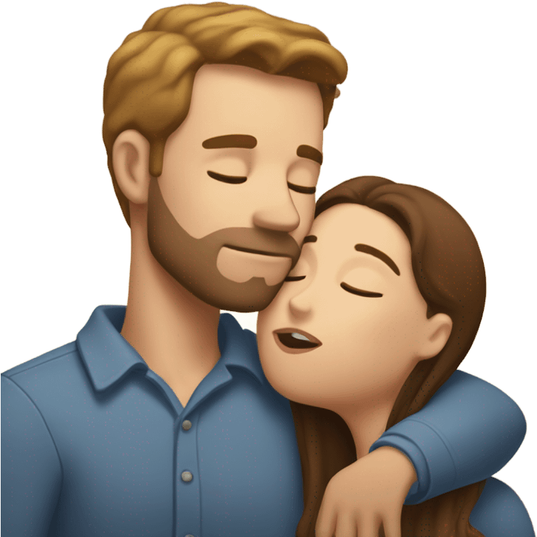 White man kissing white woman brown hair good night  emoji