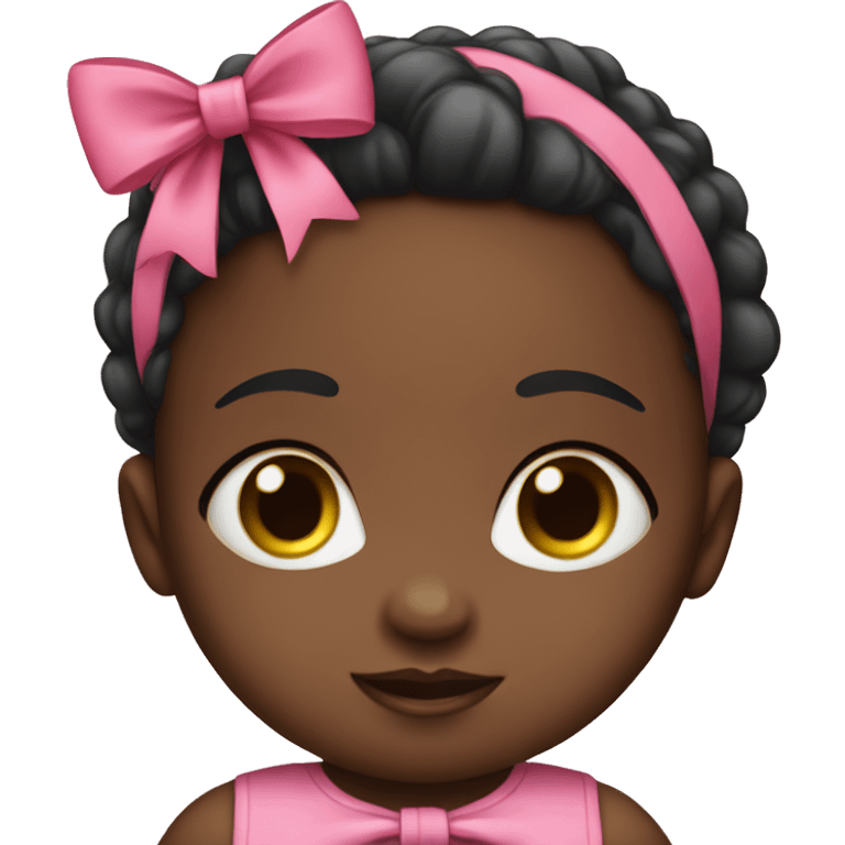 Black baby wearing pink with a pink bow emoji