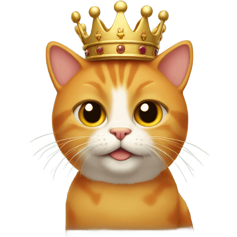 a small orange cat with a mustache and a king crown emoji