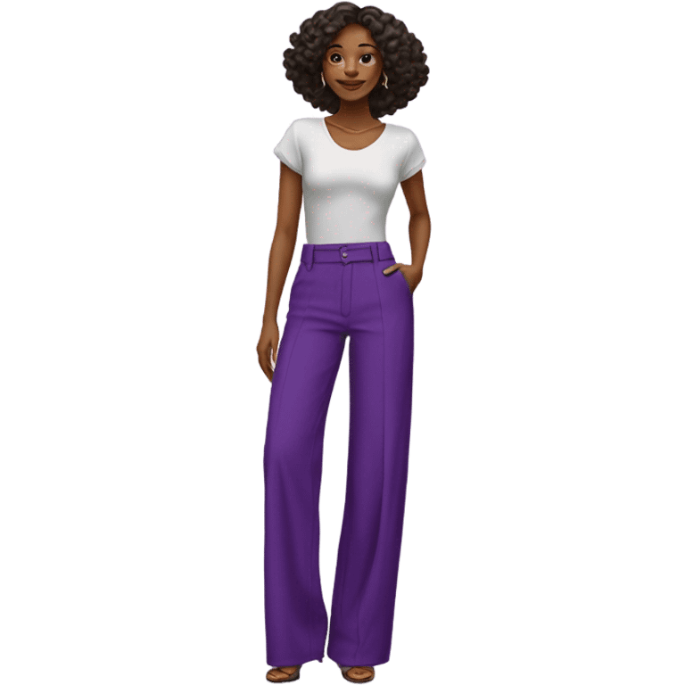 Realistic isolated pair of high waist long wide leg dressy casual pants in purple emoji