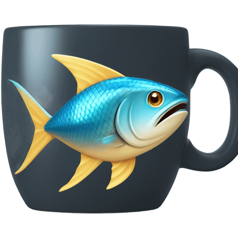 Coffee mug with tuna fish coming out of the top  emoji