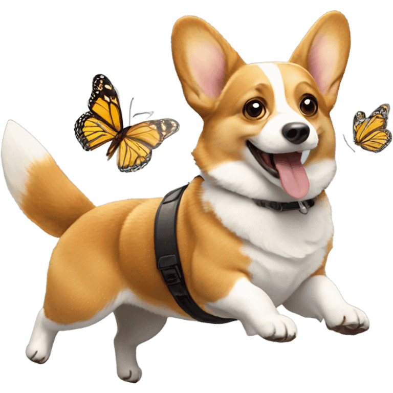 Corgi riding a butterfly  emoji